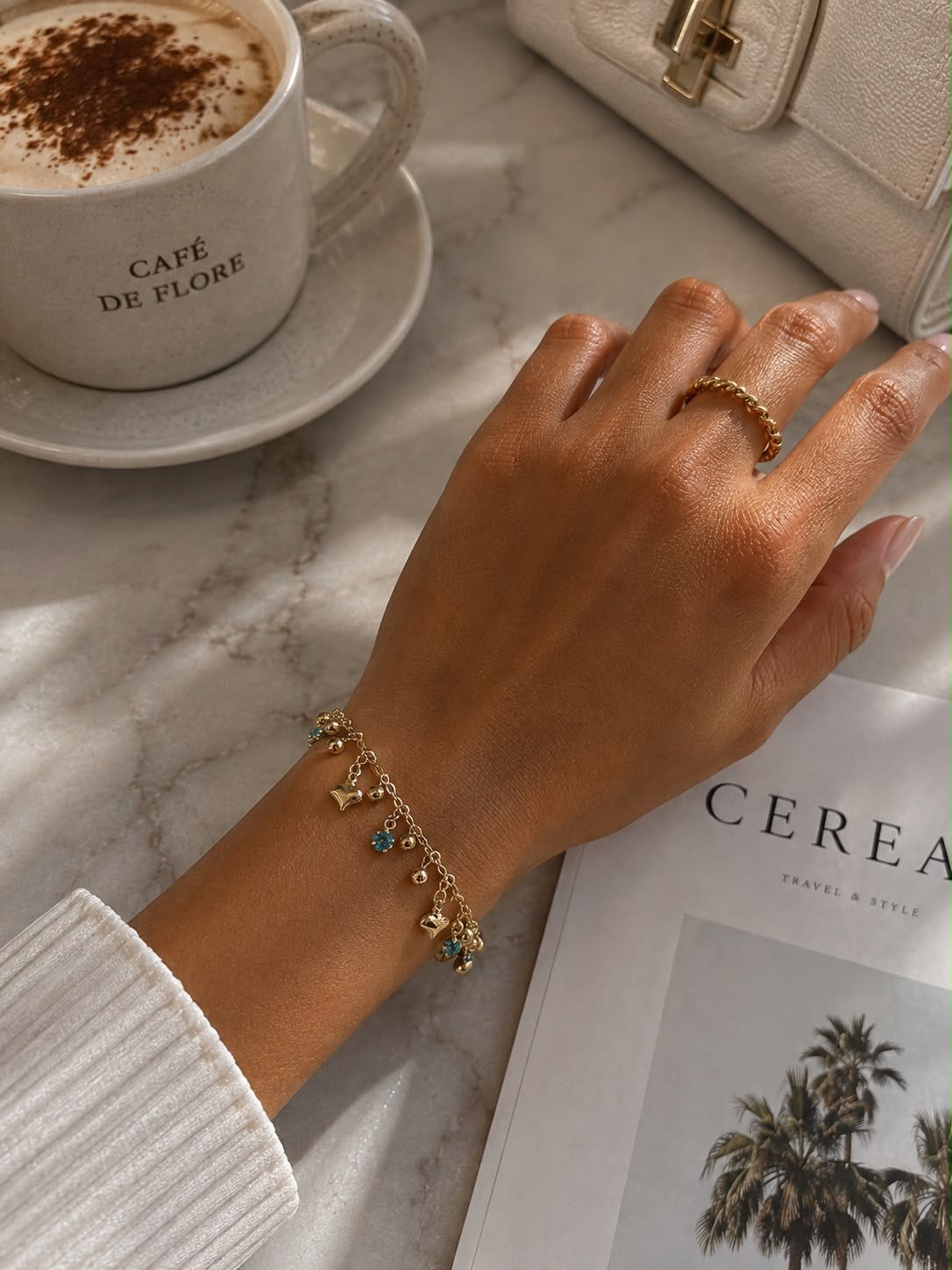 Elegant Gold Charm Anklet & Hand Bracelet for Women | Adjustable 2-in-1 Jewelry