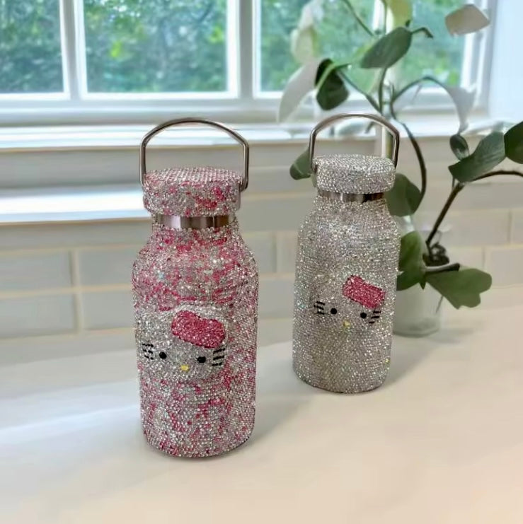 Hello Kitty Luxury 350ml Rhinestone Insulated Cup – Bedazzled Kawaii Portable Bottle