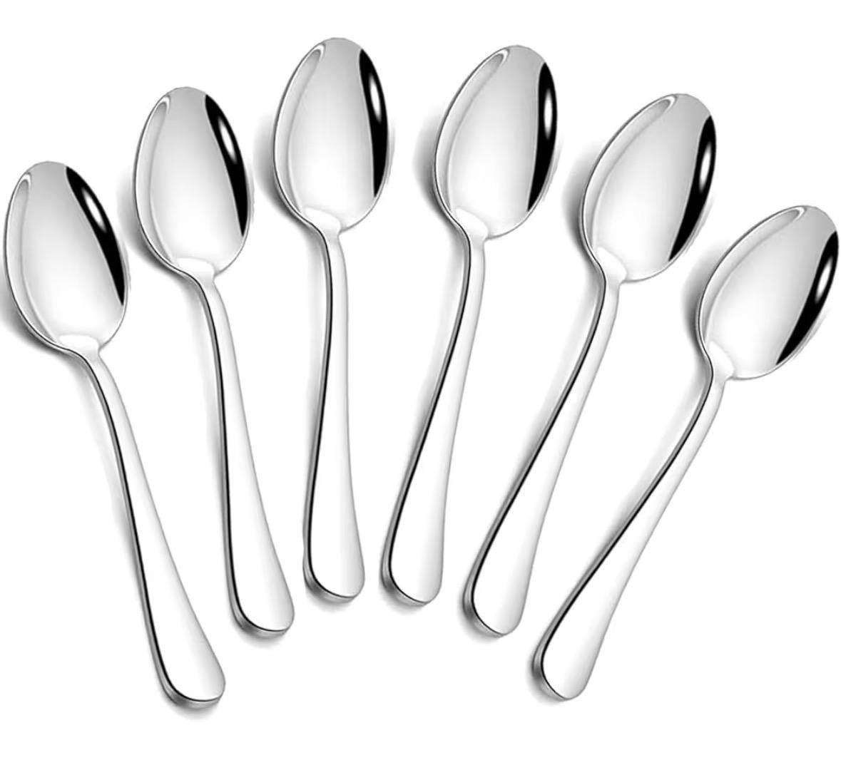 6-Piece Stainless Steel Teaspoon Set – Mirror Polish Coffee, Tea & Dessert Spoons