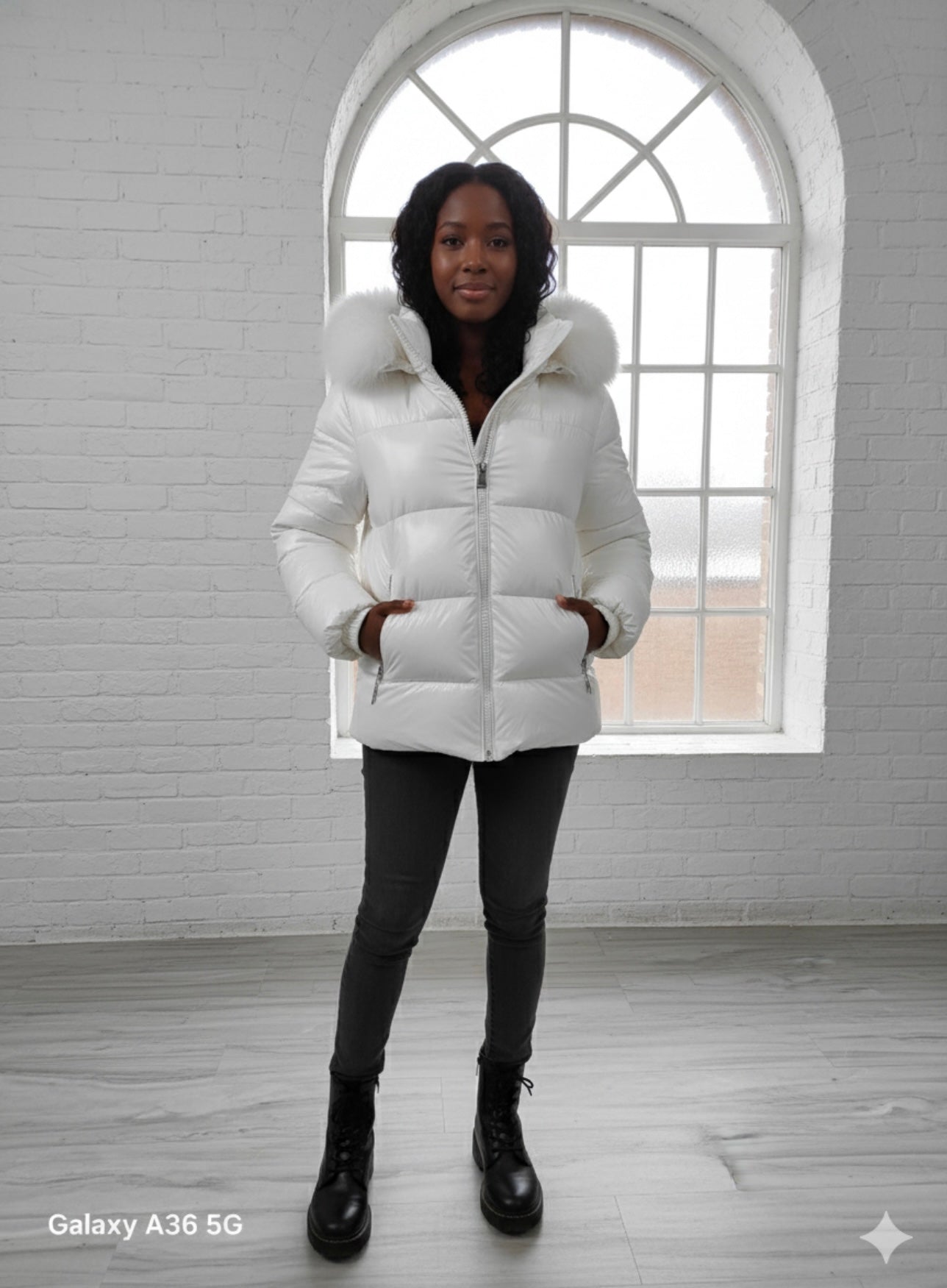 Designer-Inspired Puffer Jacket with Fur Hood