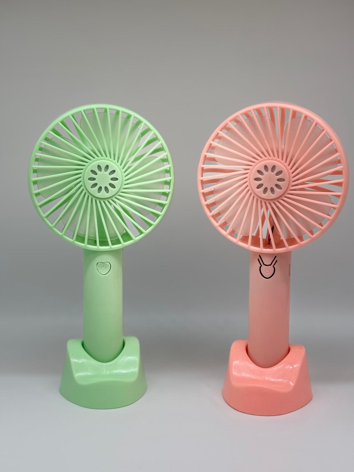 HW-2 Mini Rechargeable Table Fan with Phone Holder – Pink