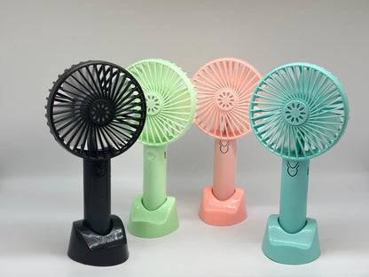 HW-2 Mini Rechargeable Table Fan with Phone Holder – Pink