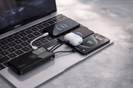 10,000mAh Power Bank with Built-in Cables, 22.5W Fast Charging, LED Display – Universal Portable Charger