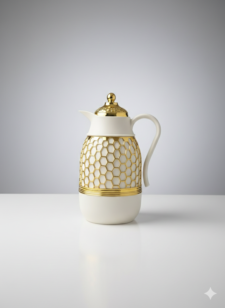 Manxin Luxury Honeycomb Insulated Thermal Carafe – 1.0L Gold Lattice Coffee & Tea Vacuum Flask