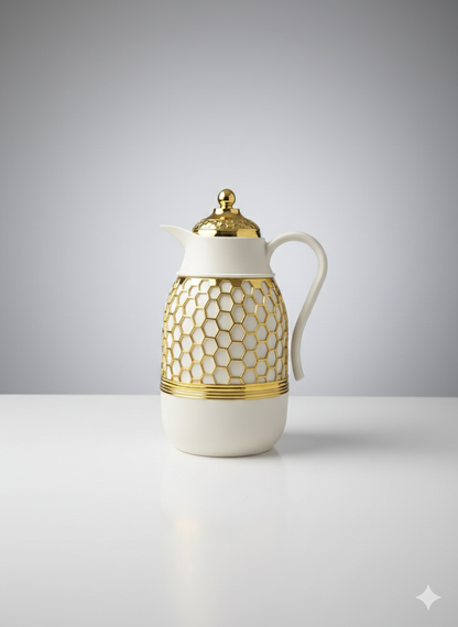 Manxin Luxury Honeycomb Insulated Thermal Carafe – 1.0L Gold Lattice Coffee & Tea Vacuum Flask
