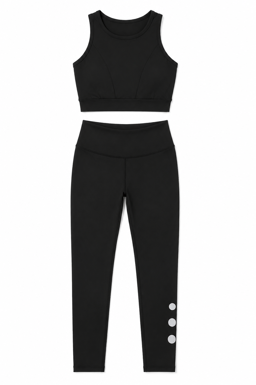 Women’s Black Two-Piece Activewear Set with Three-Dot Detail