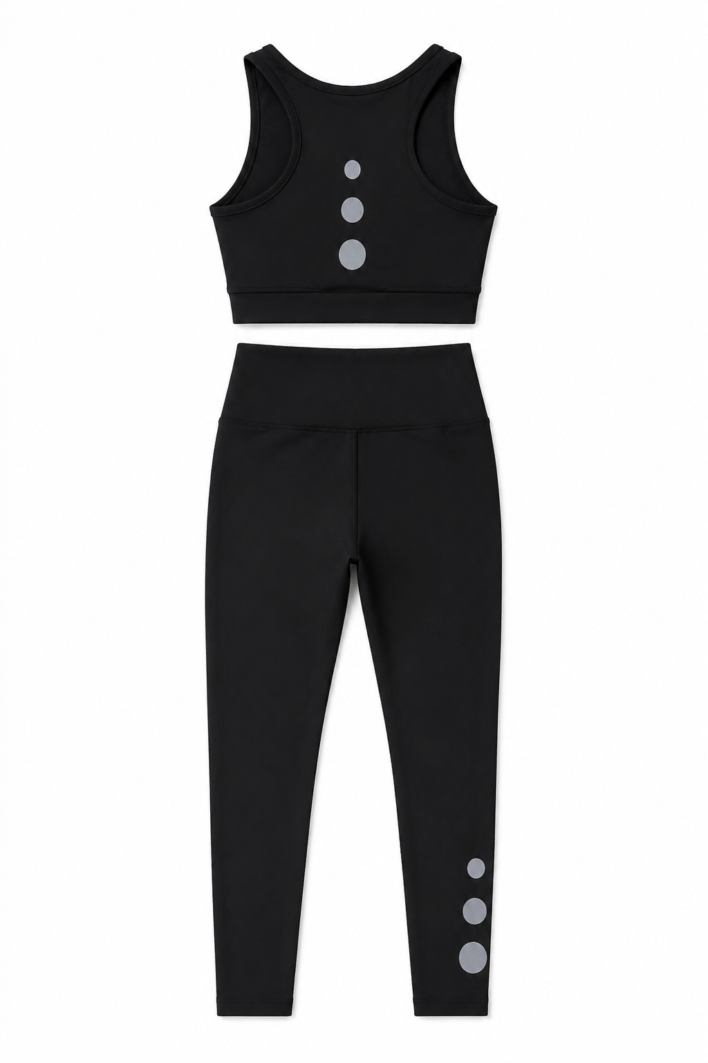 Women’s Black Two-Piece Activewear Set with Three-Dot Detail