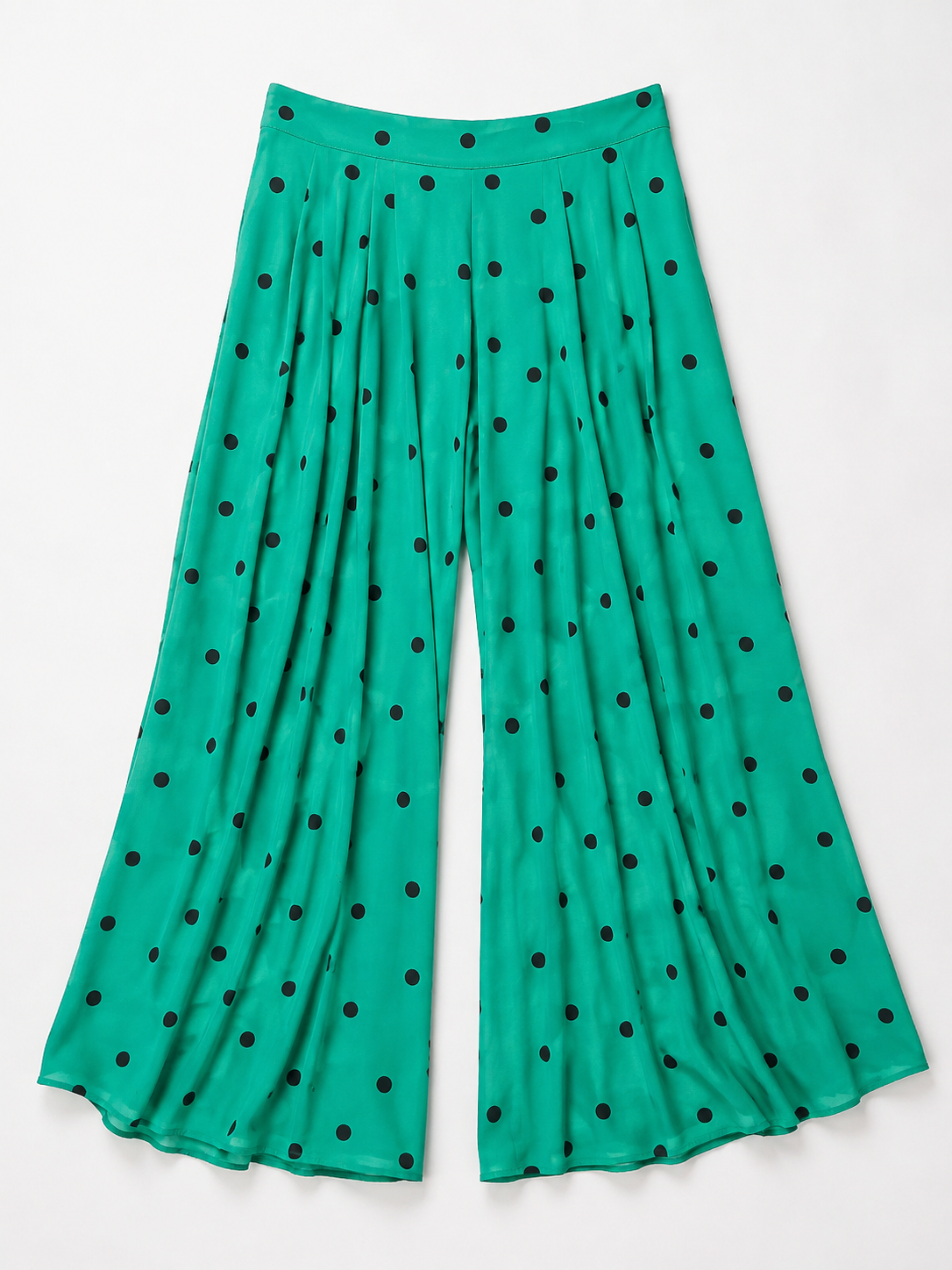Women’s Polka Dot Wide-Leg Palazzo Pants – High-Waisted Flowy Dress Pants