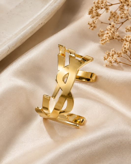 YSL-Inspired Statement Cuff Bracelet – Gold, Silver & Rose Gold