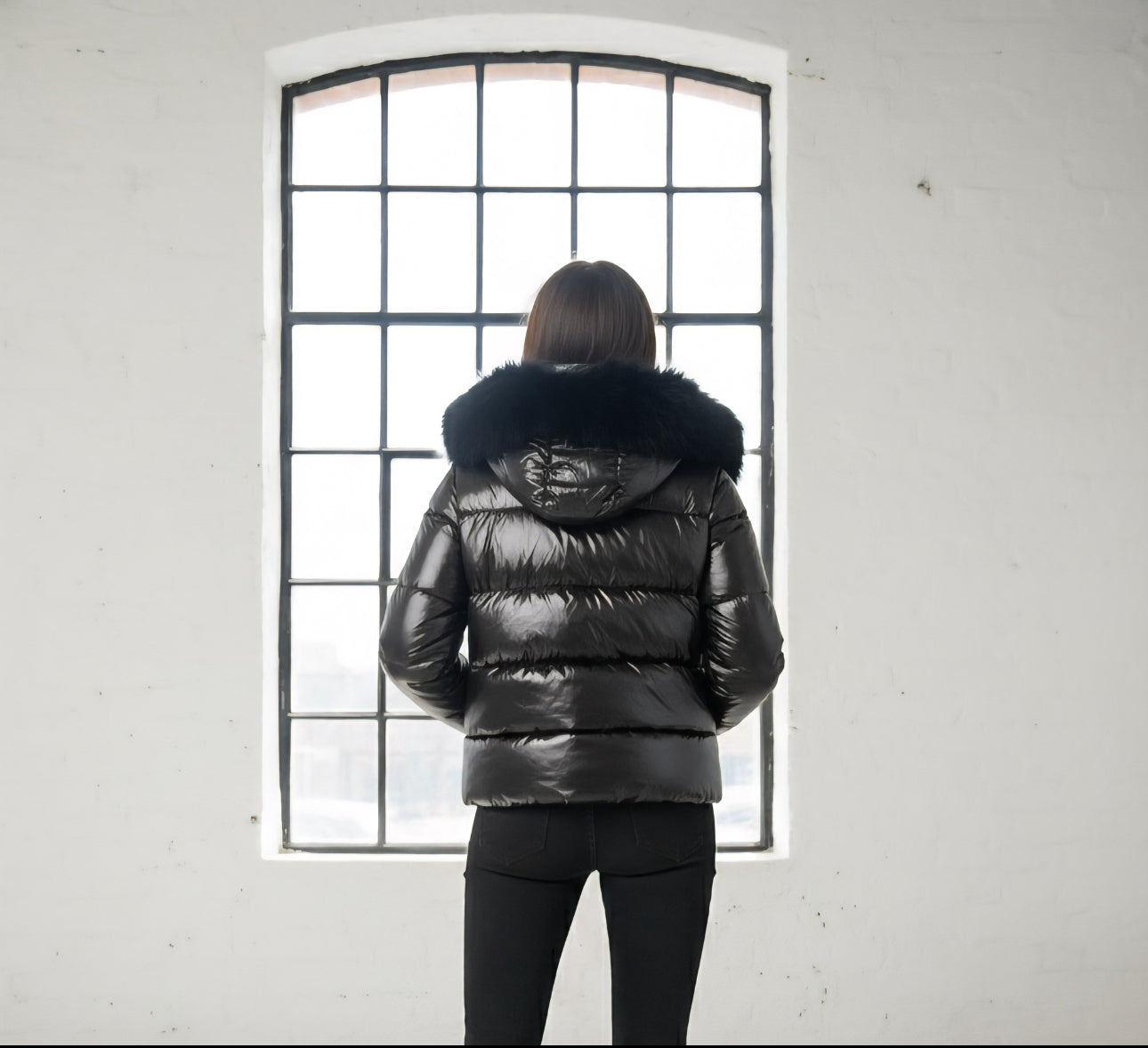 Designer-Inspired Puffer Jacket with Fur Hood