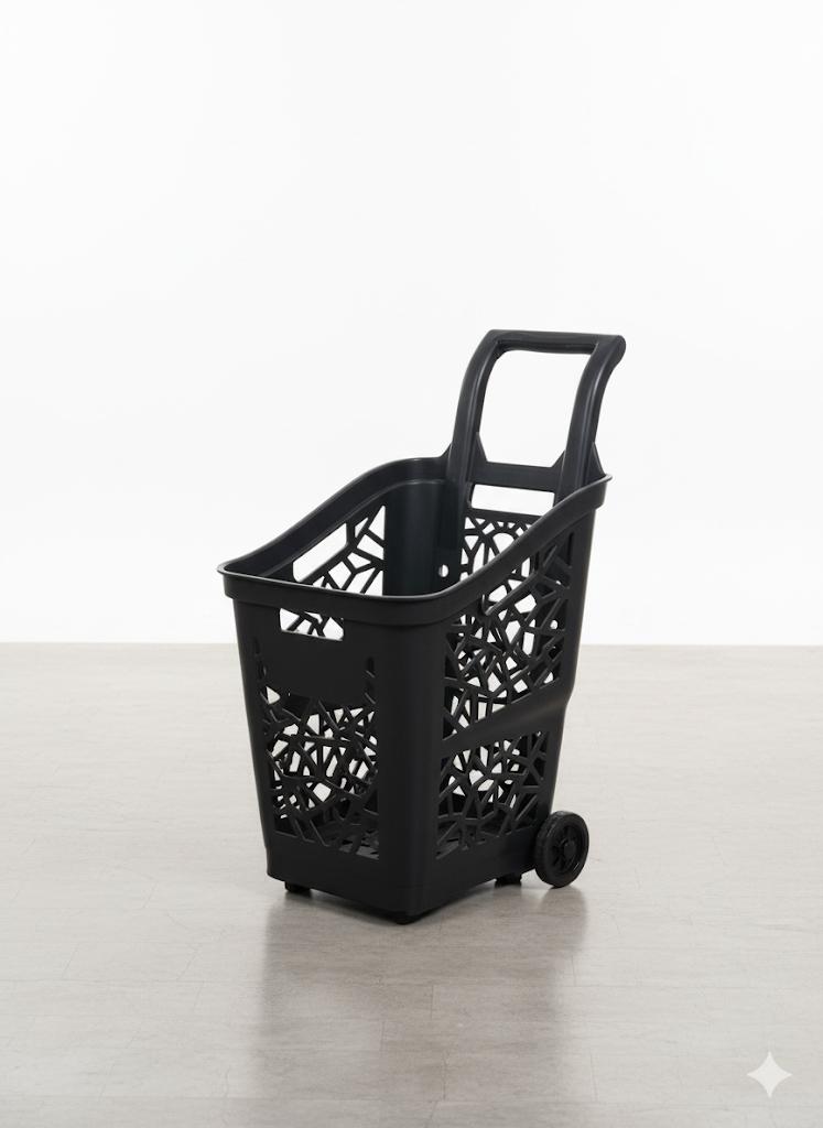 Modern Rolling Utility Basket with Geometric Design
