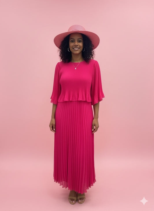 Pink Maxi Dress with Half Sleeves