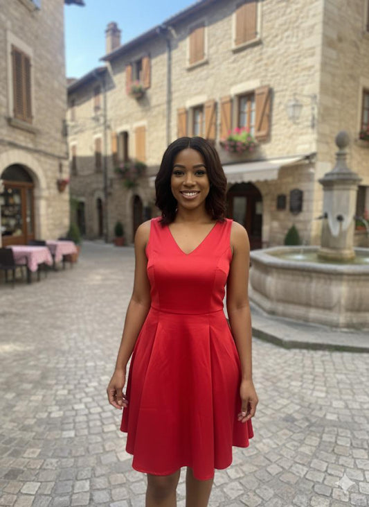 The Elegant Satin Fit-and-Flare Mini Dress with Corset Back