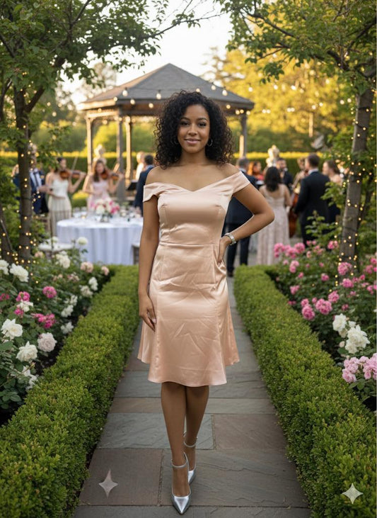 The Elegant Satin Fit-and-Flare Mini Dress with Corset Back