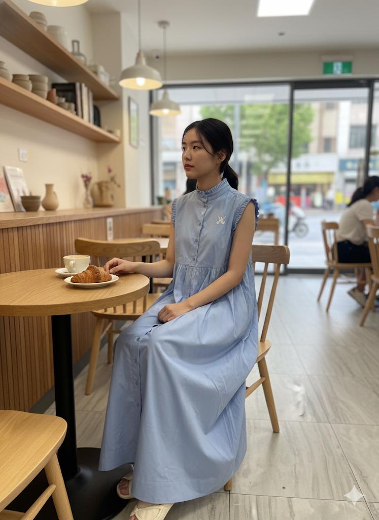 Ruffled High-Neck Button-Front Maxi Sundress