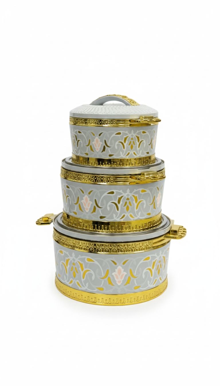 3-Pc Insulated Hot Pot Set – Stainless Steel Casserole Food Warmers (2L, 4.2L, 6.3L)