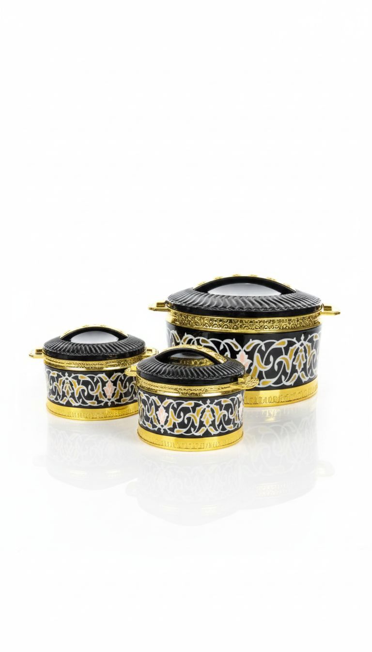 3-Pc Insulated Hot Pot Set – Stainless Steel Casserole Food Warmers (2L, 4.2L, 6.3L)
