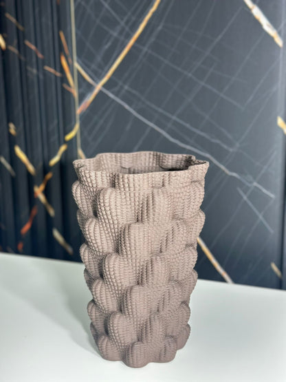 Artisan Clay Vase, 10" Tall – Unique Woven Design