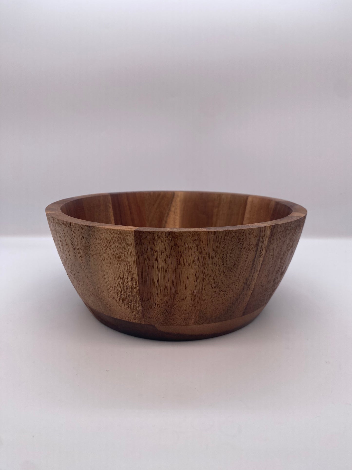 Segmented Acacia Wood Serving Bowl - Modern Geometric Stave-Constructed Salad and Fruit Bowl