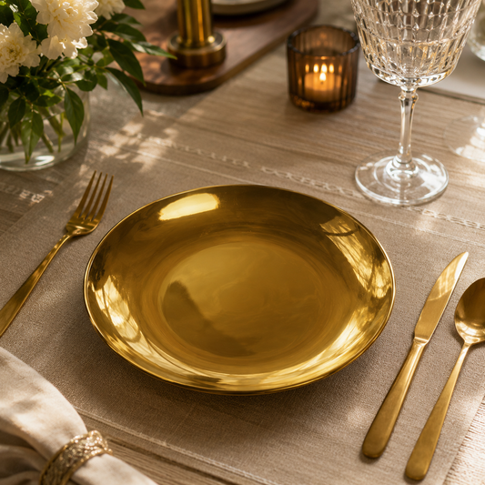Luxury Gold Decorative Serving Plate – 25 cm | Elegant Dining & Table Décor