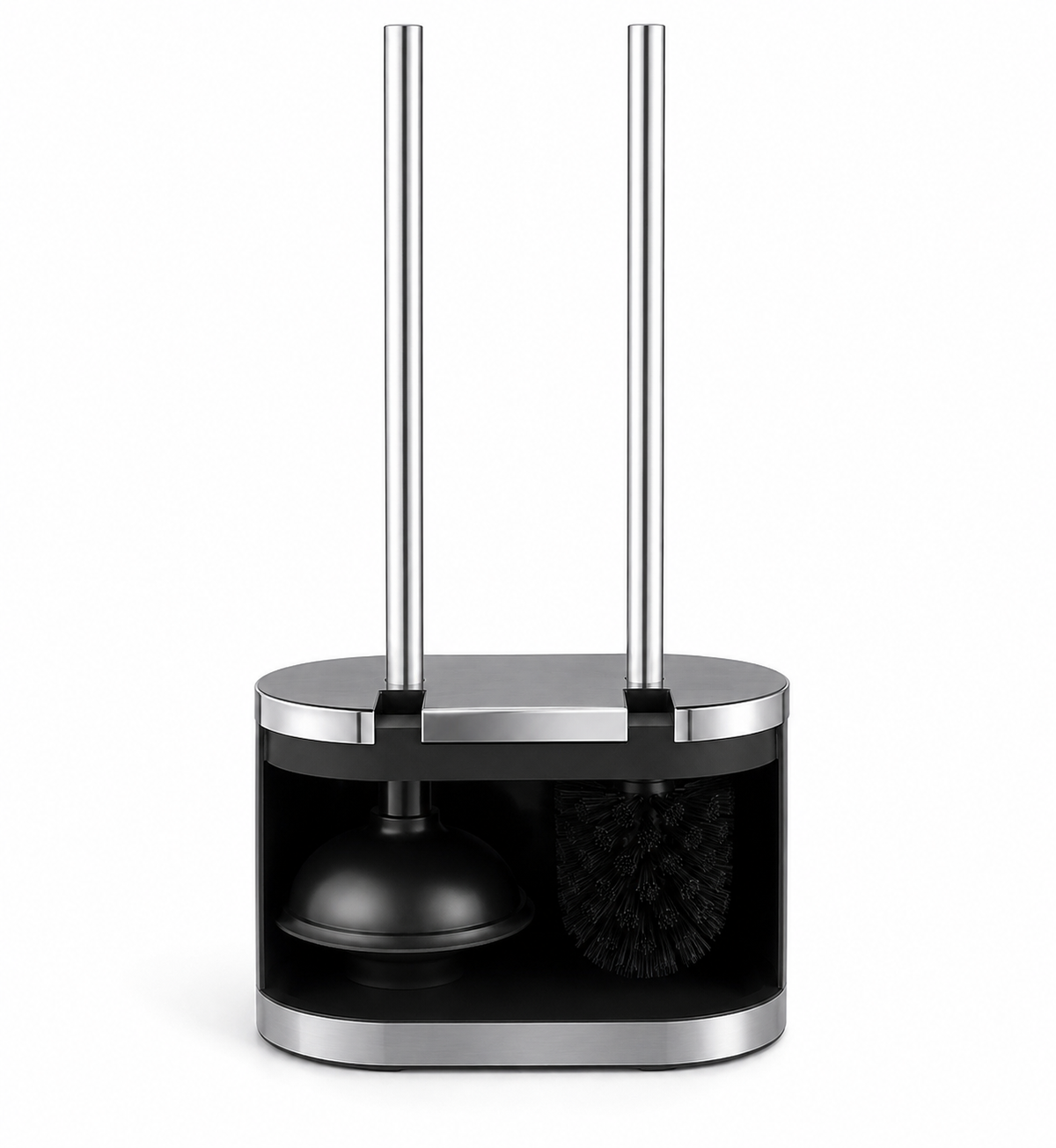 Modern Toilet Brush & Plunger Set with Stainless Steel Holder – Space-Saving Bathroom Cleaning Organizer
