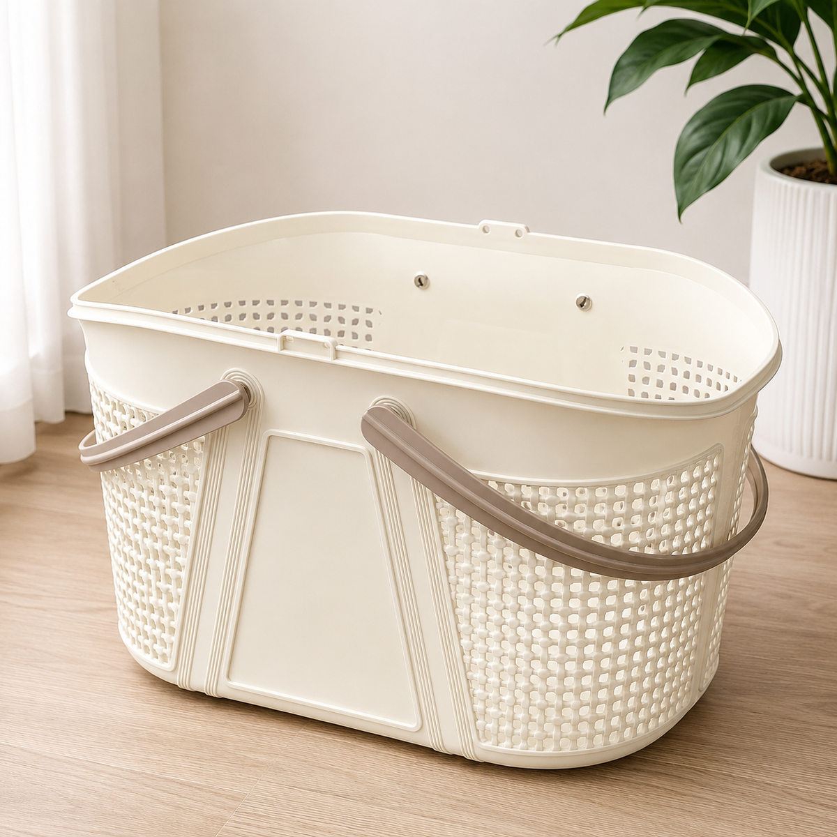 Multi-Purpose Plastic Storage Basket with Dual Carry Handles – 45 × 33.5 × 27 cm