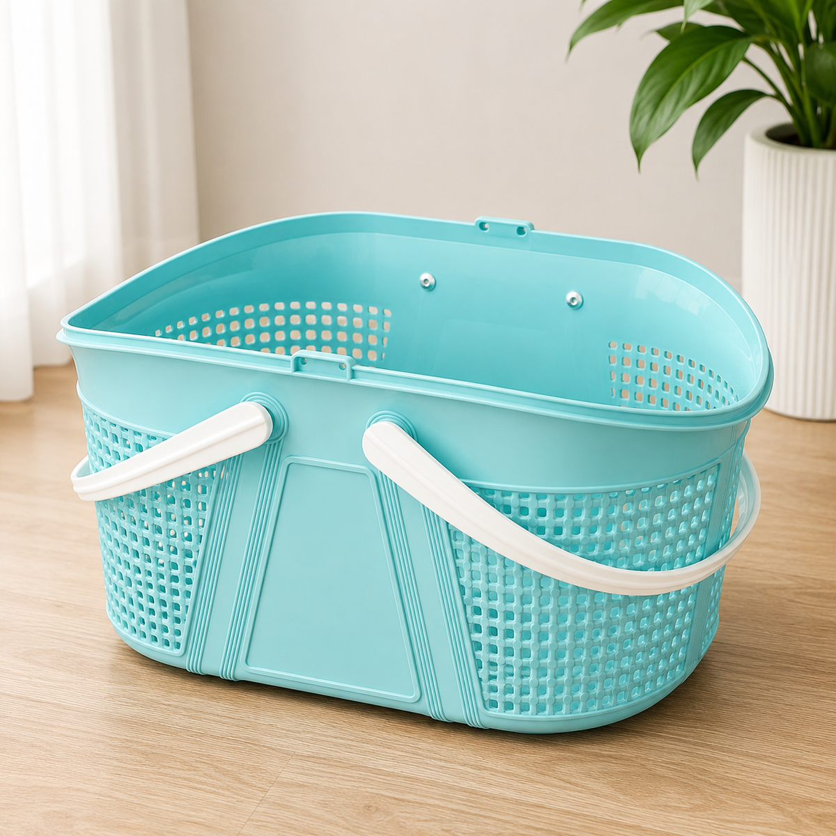 Multi-Purpose Plastic Storage Basket with Dual Carry Handles – 45 × 33.5 × 27 cm