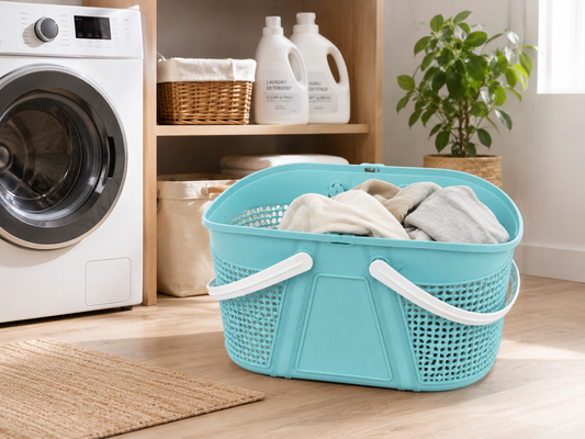 Multi-Purpose Plastic Storage Basket with Dual Carry Handles – 45 × 33.5 × 27 cm