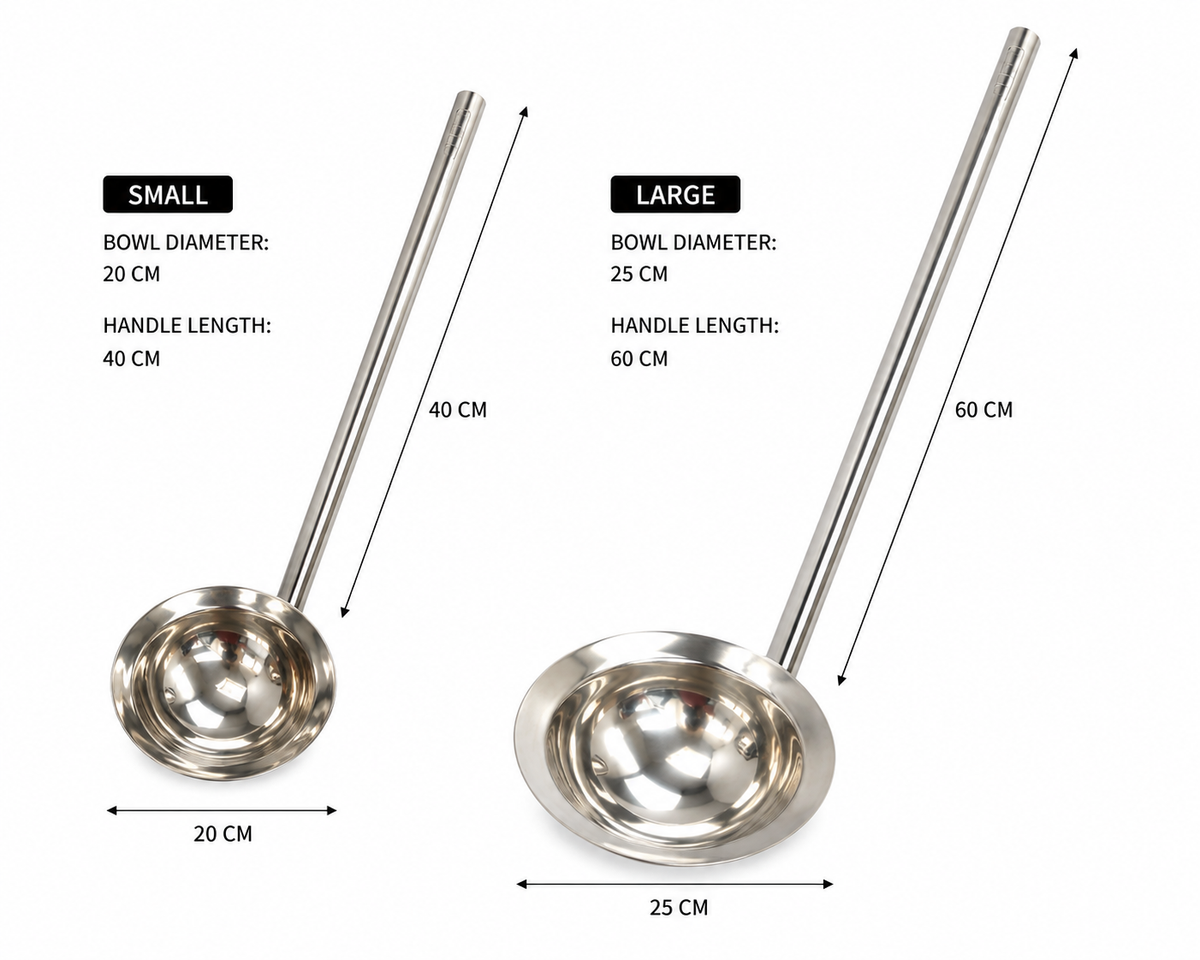 Heavy-Duty Stainless Steel Soup Ladle | Long Handle Serving Spoon | 2 Size Options