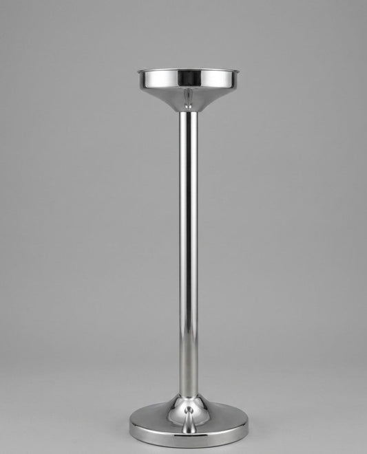 Stainless Steel Champagne Bucket Stand – 29-Inch Tall Wine Cooler Floor Stand – High-Polish Silver Bucket Holder for Restaurants, Bars, and Weddings – Fits Most Standard Ice Buckets