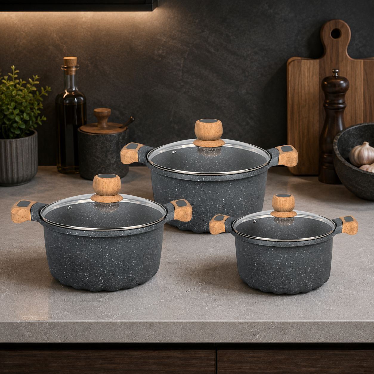 MGC Die Cast Granite Non-Stick Cookware Set
