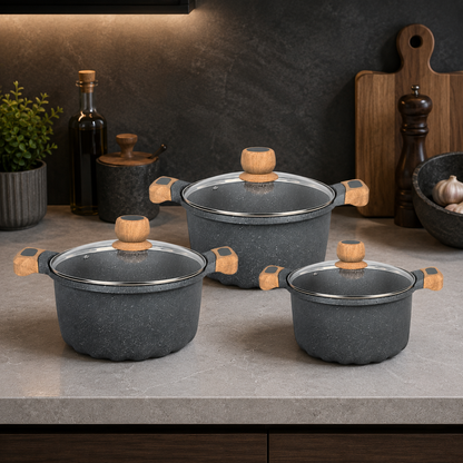 MGC Die Cast Granite Non-Stick Cookware Set