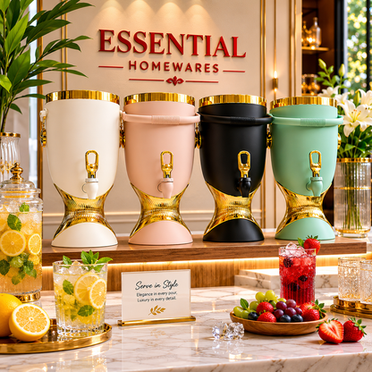 Luxury Beverage Dispenser with Gold Accents – 10L Capacity