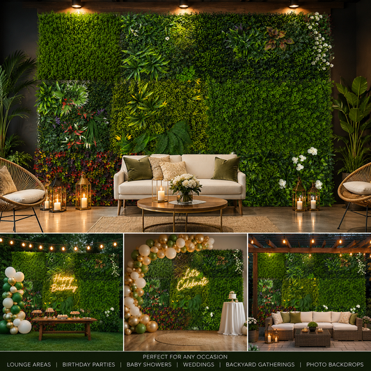 Artificial Greenery Wall Panels 12x12 – Decorative Plastic Grass Wall Tiles for Backdrops, Events & Home Décor