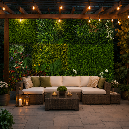 Artificial Greenery Wall Panels 12x12 – Decorative Plastic Grass Wall Tiles for Backdrops, Events & Home Décor