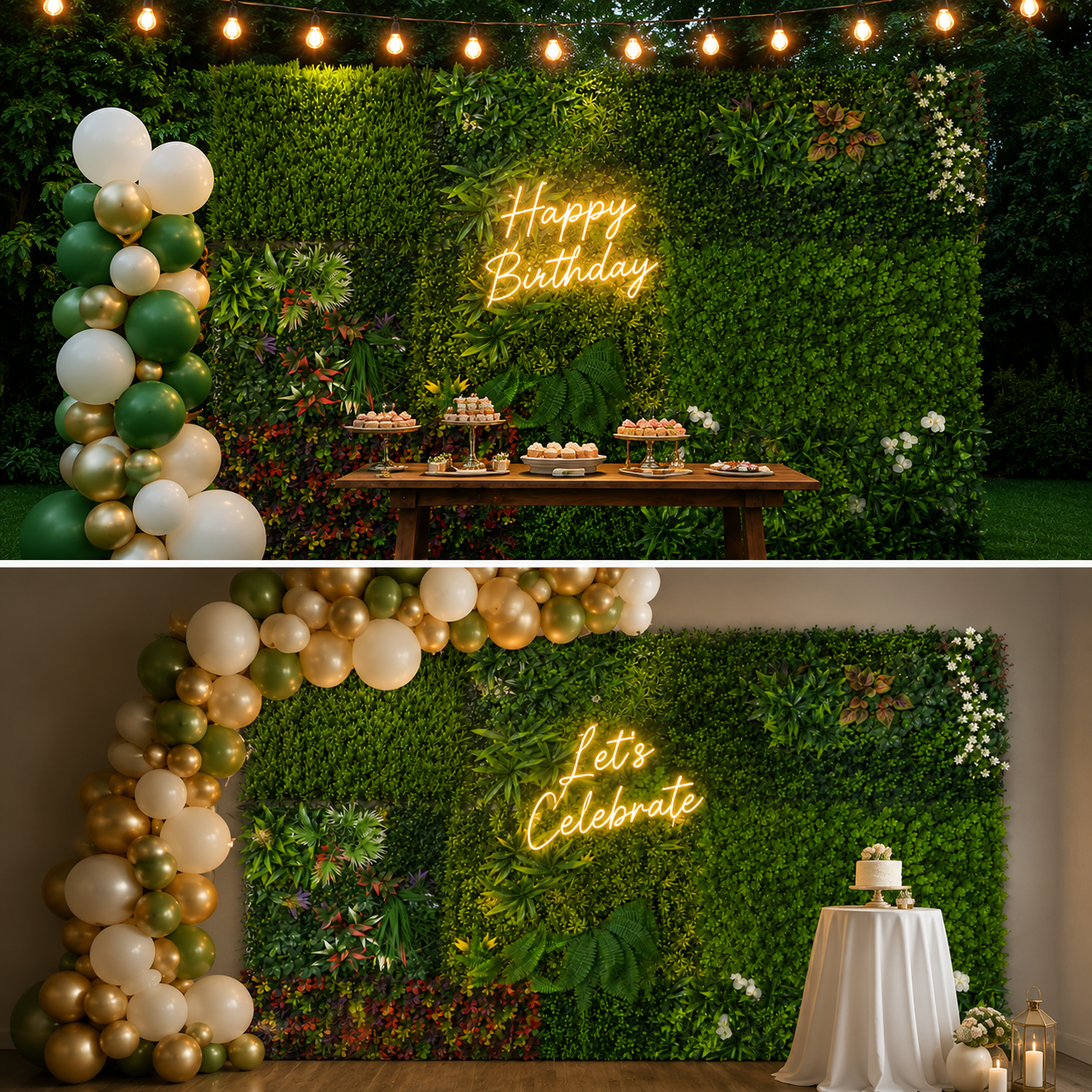 Artificial Greenery Wall Panels 12x12 – Decorative Plastic Grass Wall Tiles for Backdrops, Events & Home Décor