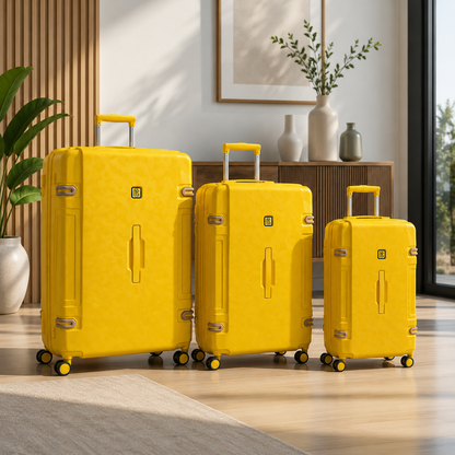 3-Piece Yellow Hard Shell Luggage Set with TSA Lock & Spinner Wheels