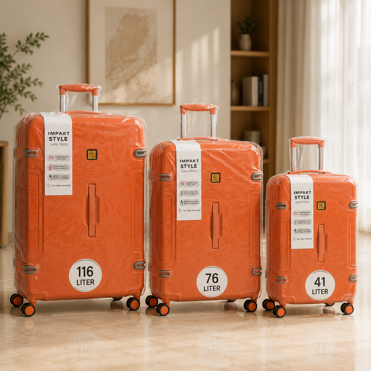 3-Piece Yellow Hard Shell Luggage Set with TSA Lock & Spinner Wheels