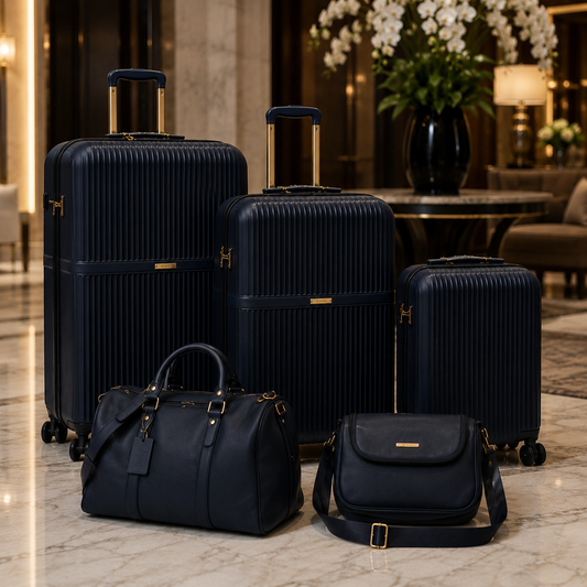 5-Piece Brown Travel Luggage Set with Duffel Bag & Crossbody Travel Bag