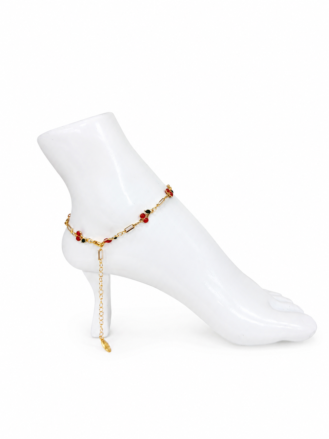 Elegant Gold Charm Anklet & Hand Bracelet for Women | Adjustable 2-in-1 Jewelry