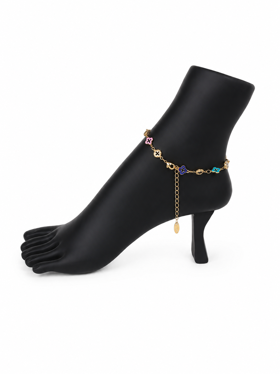Elegant Gold Charm Anklet & Hand Bracelet for Women | Adjustable 2-in-1 Jewelry