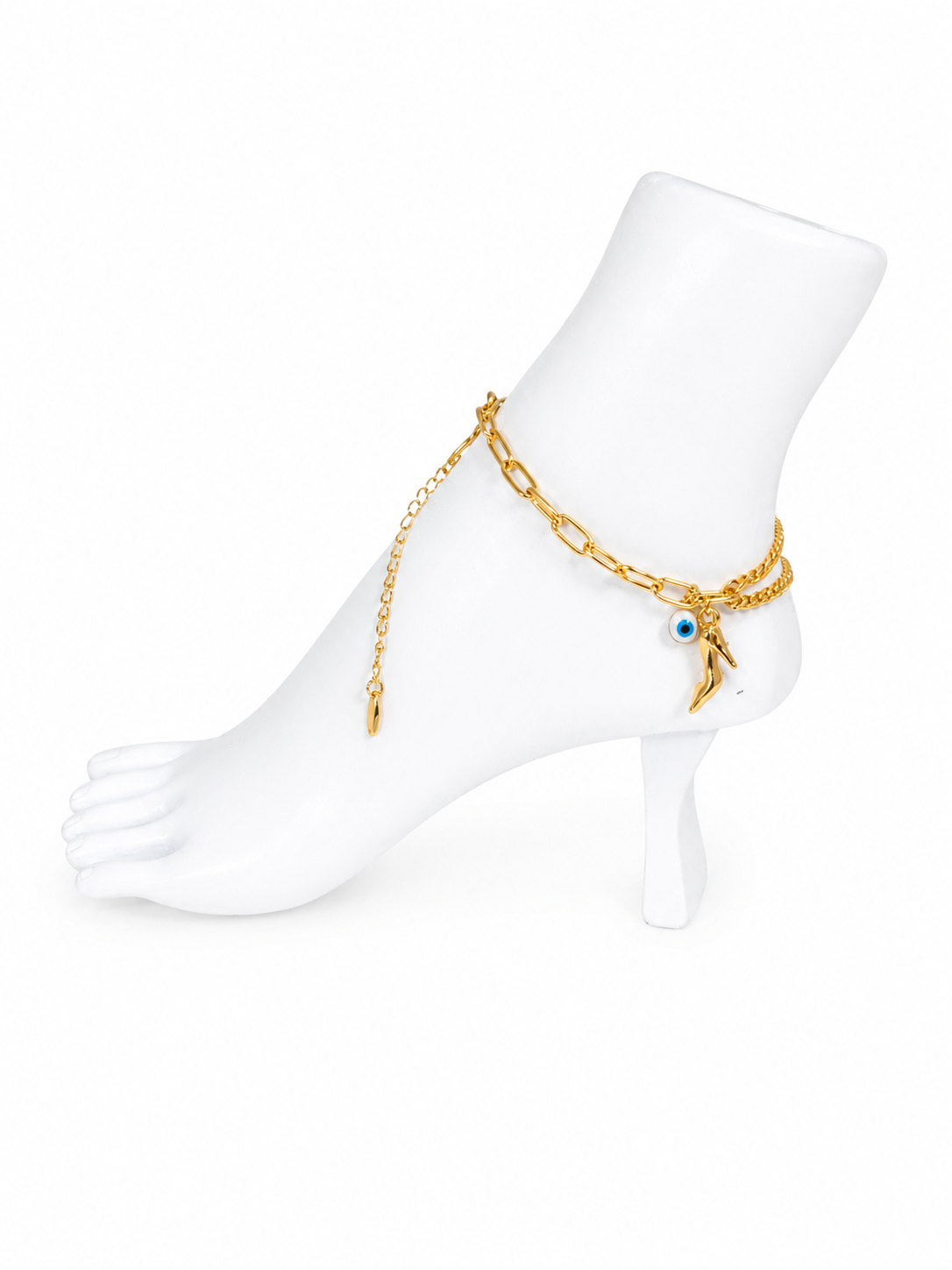 Elegant Gold Charm Anklet & Hand Bracelet for Women | Adjustable 2-in-1 Jewelry