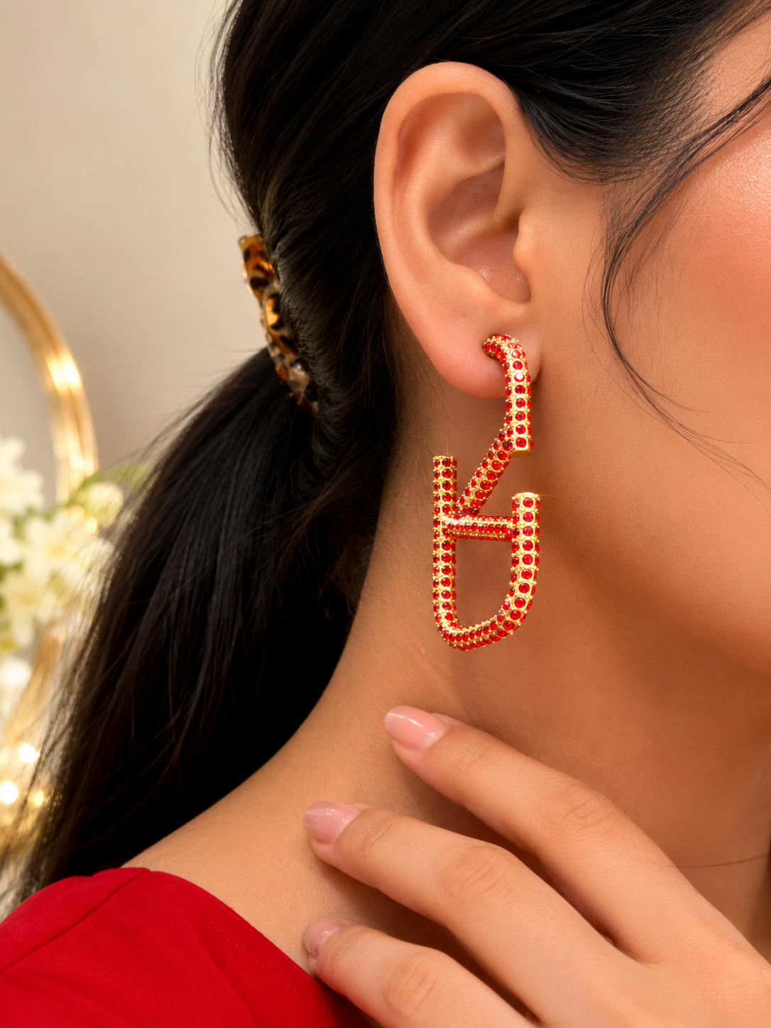 Luxury Crystal Geometric Hoop Earrings