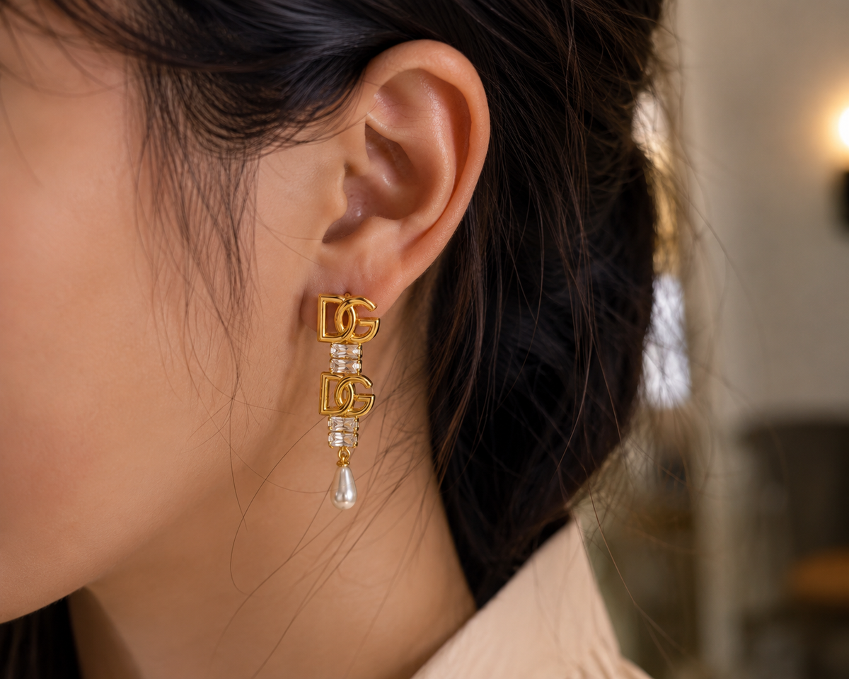 Elegant Crystal & Pearl Drop Statement Earrings