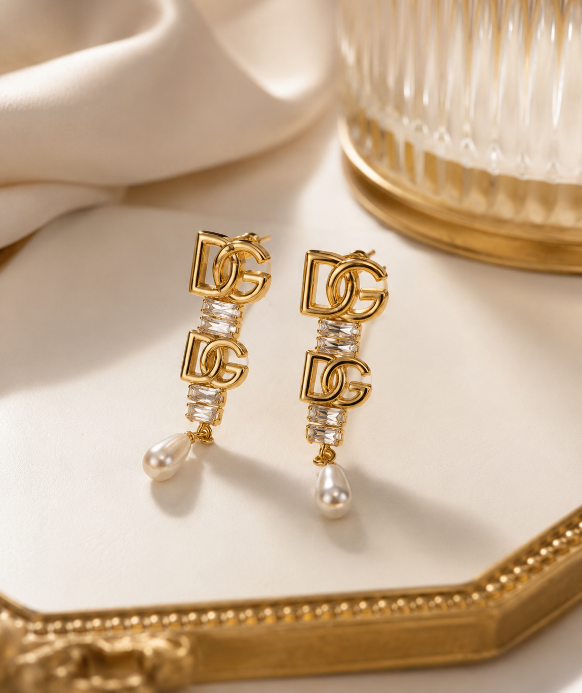 Elegant Crystal & Pearl Drop Statement Earrings