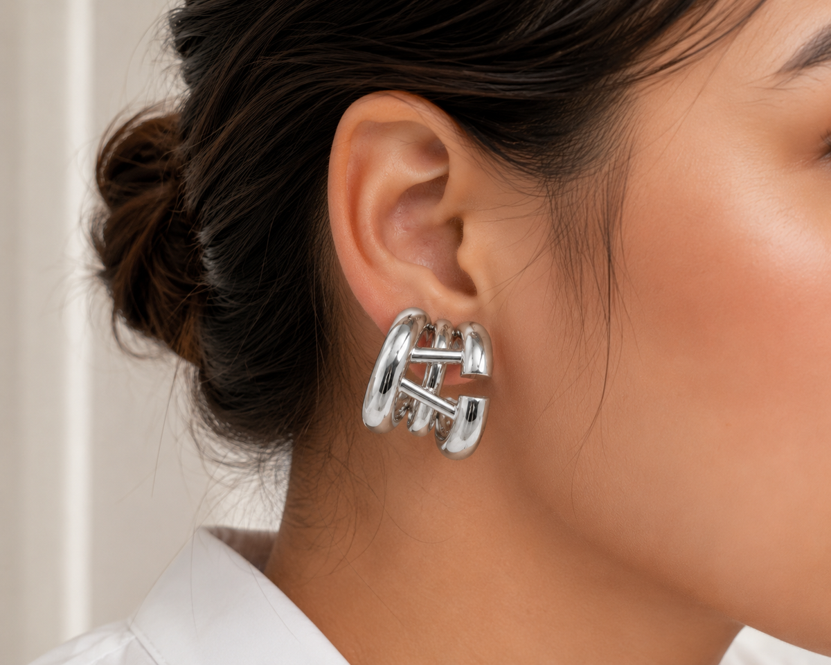 Bold Interlocking Statement Stud Earrings