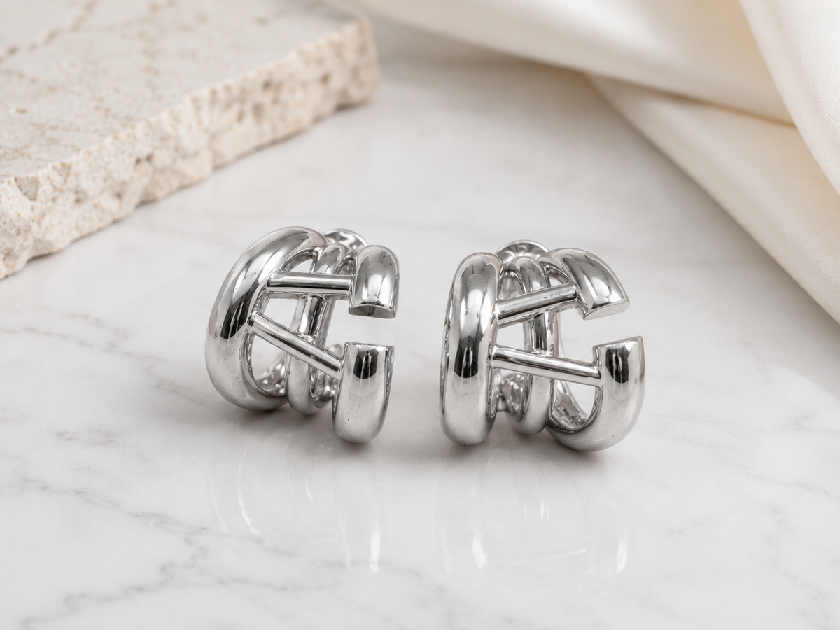 Bold Interlocking Statement Stud Earrings