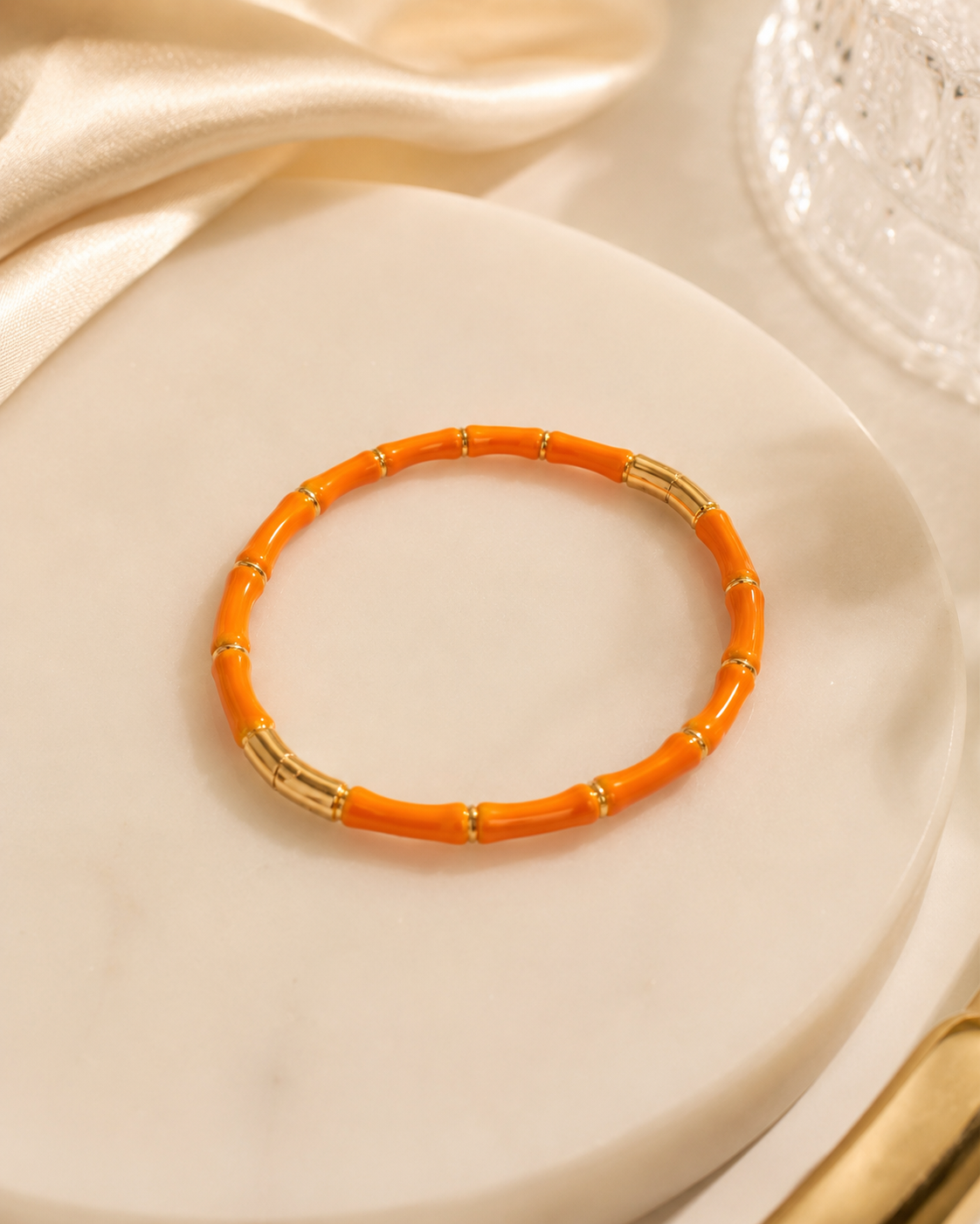 Elegant Gold-Tone Beaded Stretch Bracelet