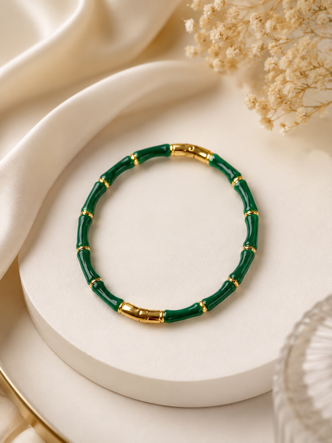 Elegant Gold-Tone Beaded Stretch Bracelet