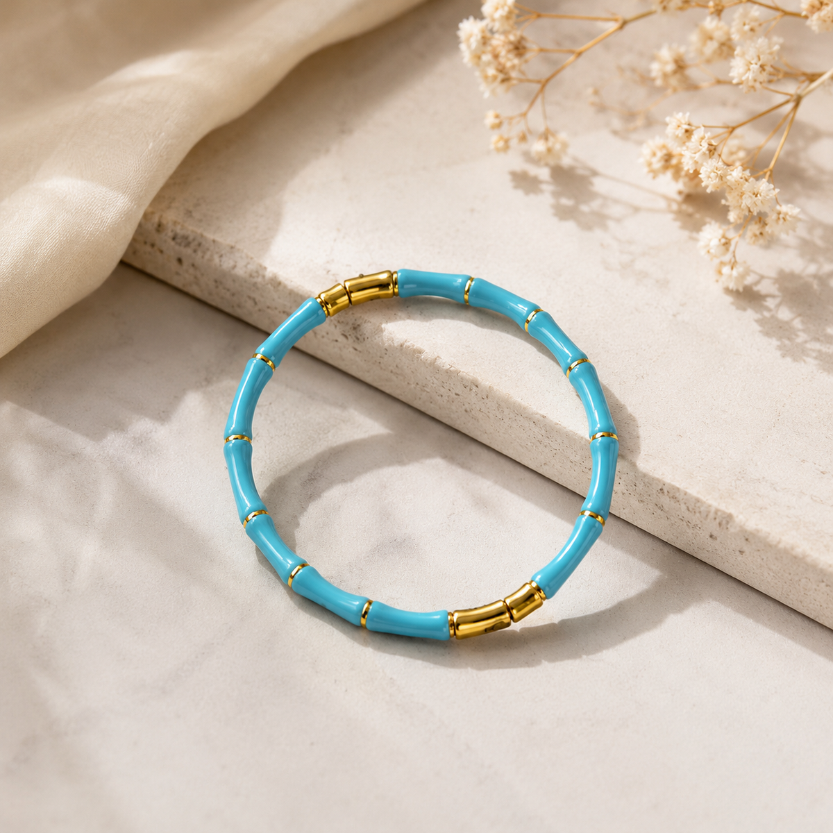 Elegant Gold-Tone Beaded Stretch Bracelet
